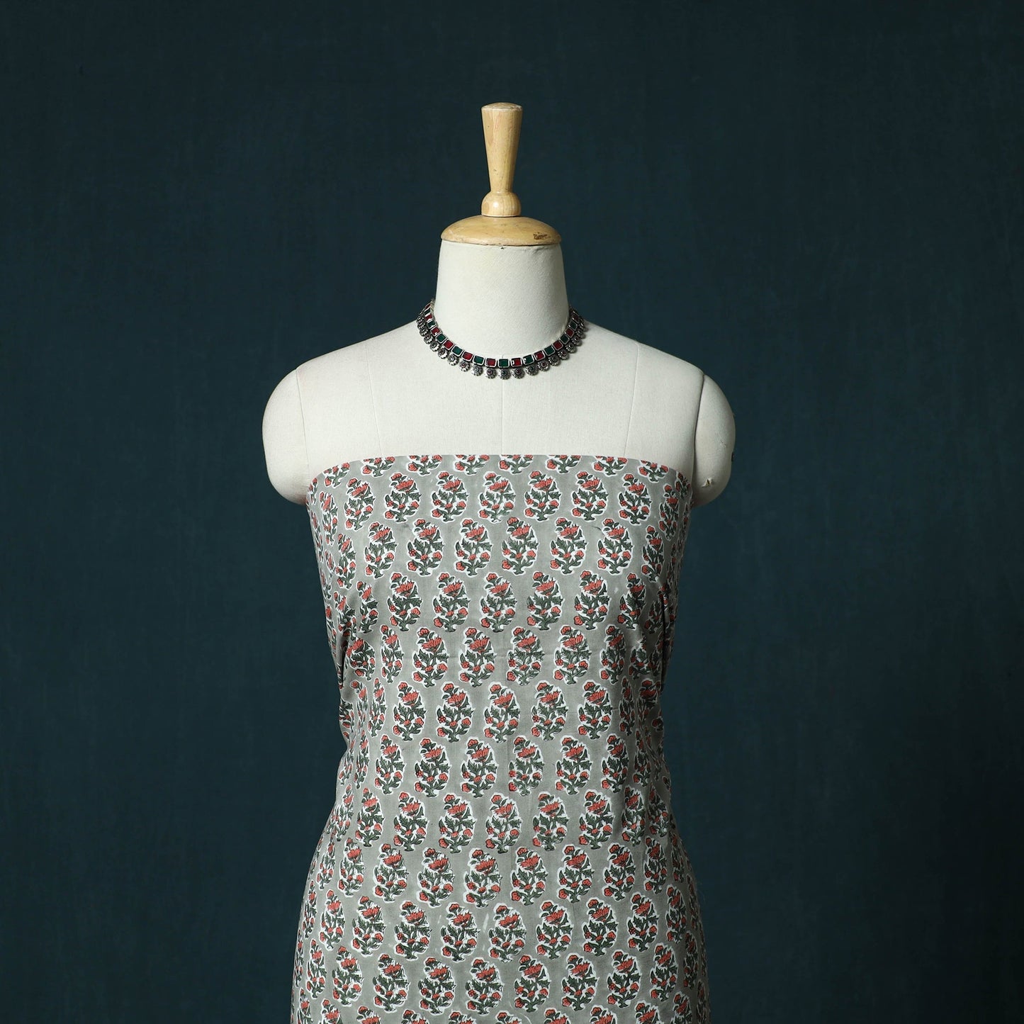 Hand block print sanganeri cotton 3pc unstitched dress