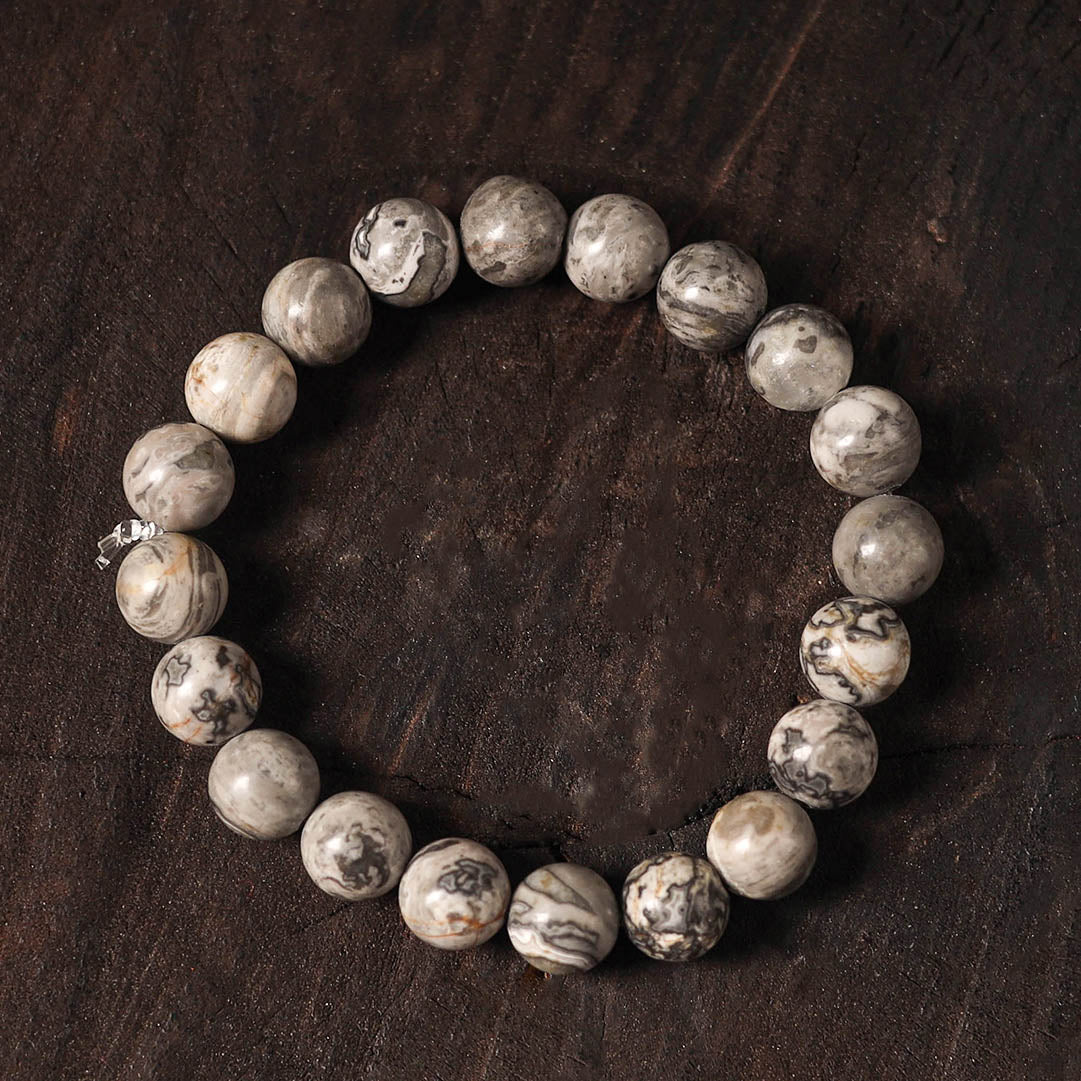 Grey Handcrafted Glass Stone Bracelet
