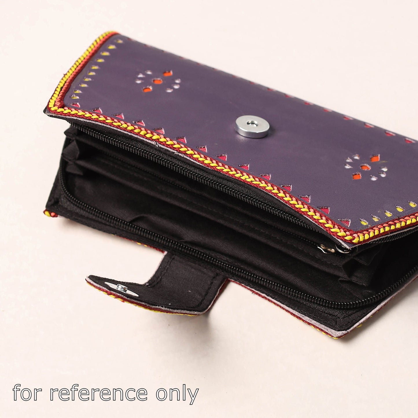 Grey Handcrafted Kutch Leather Clutch / Wallet