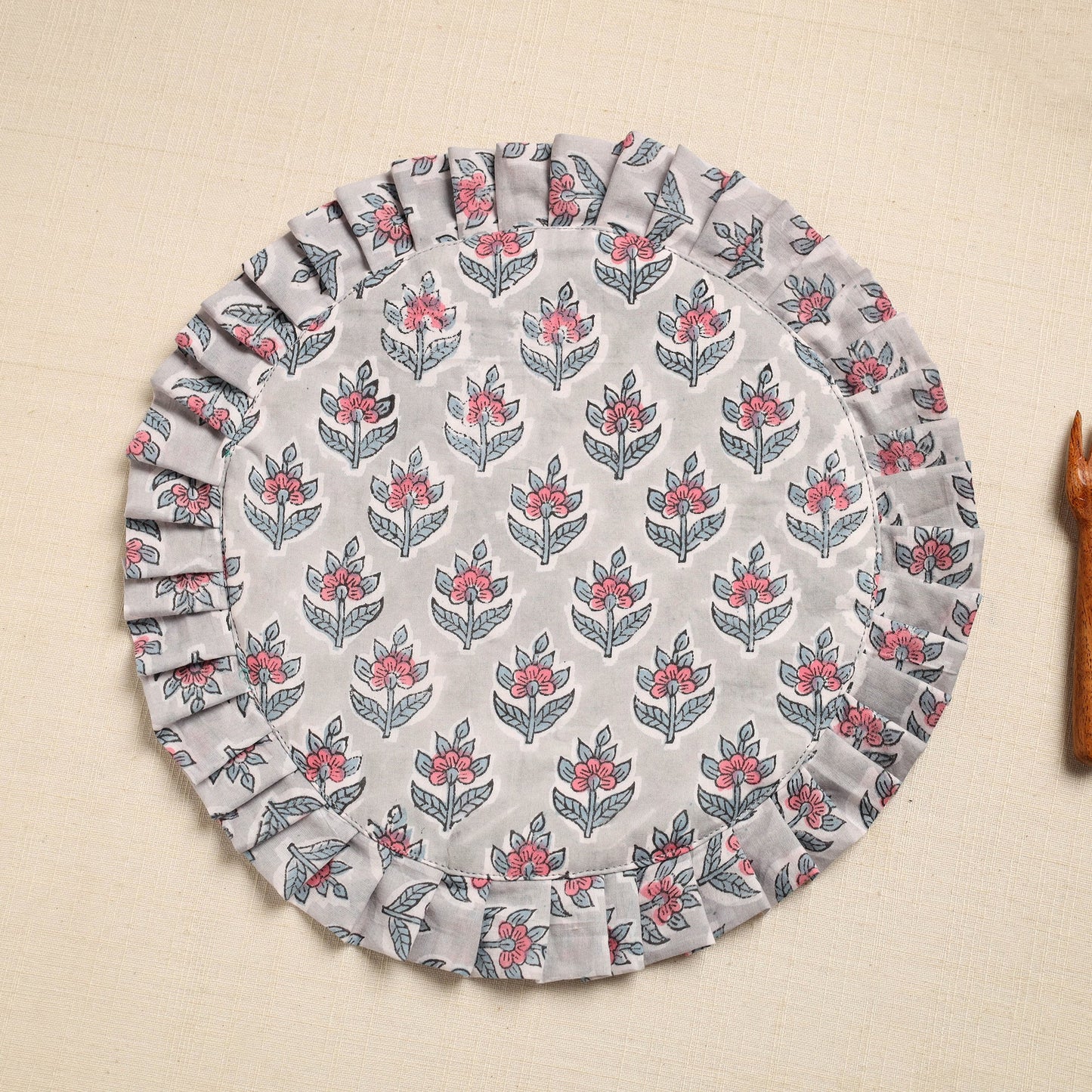 Grey Handcrafted Sanganeri Cotton Pot Holder