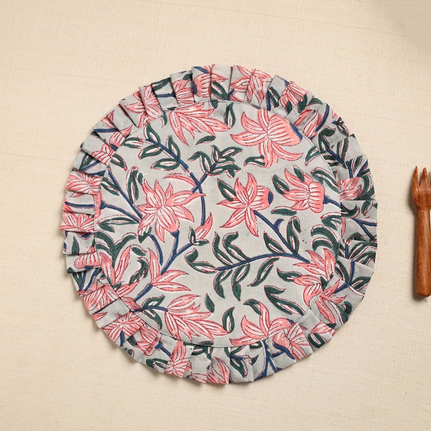 Grey Handcrafted Sanganeri Cotton Pot Holder