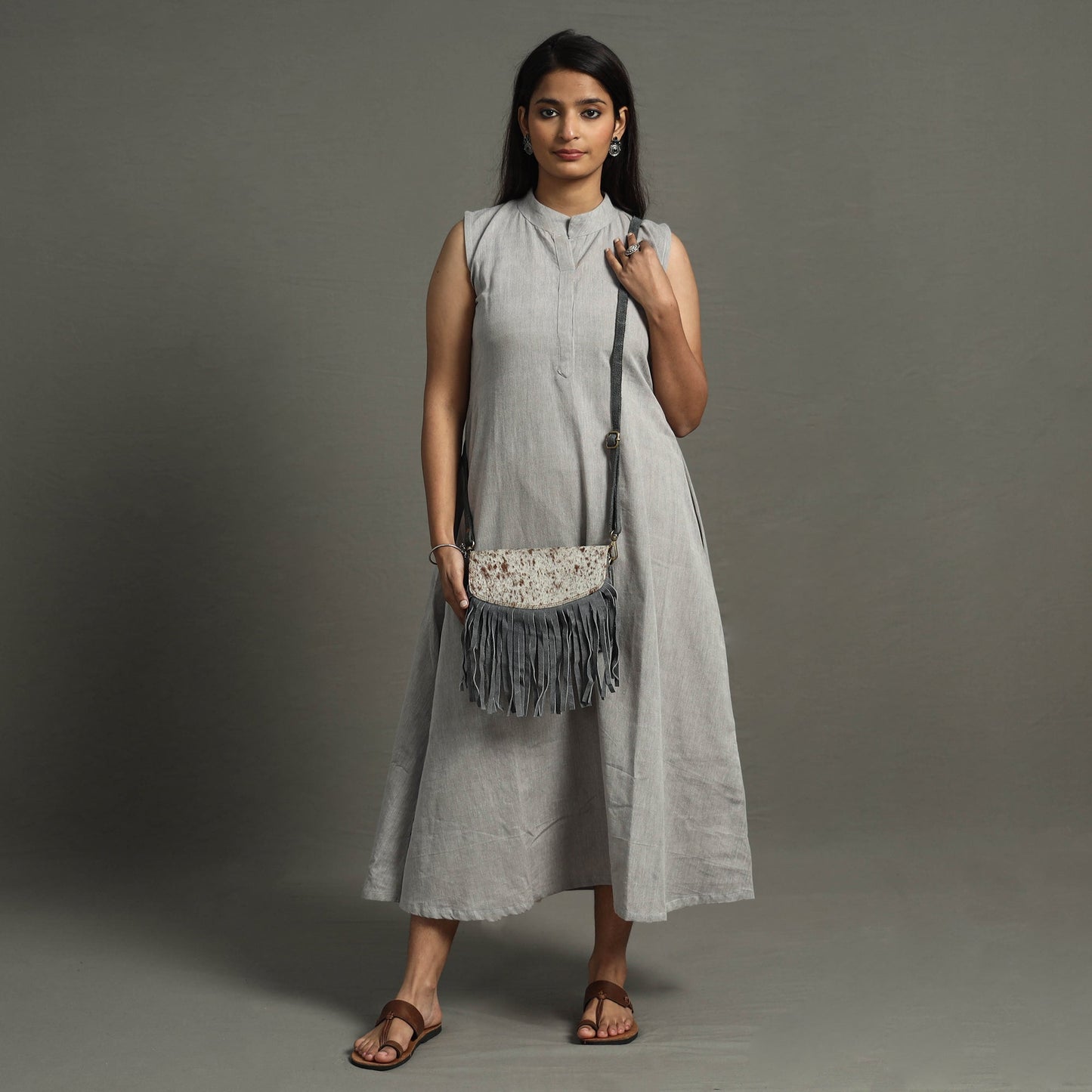 Handcrafted Suede Leather Fringe Sling Bag Online l iTokri.com