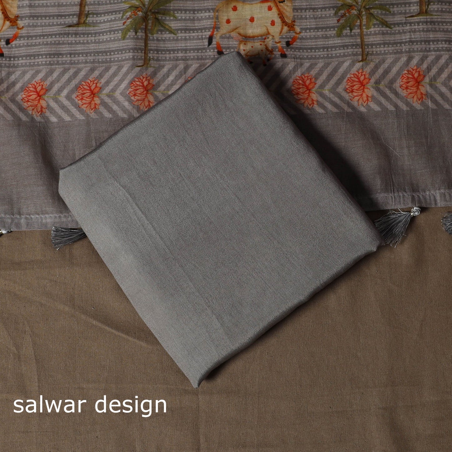 Handloom chanderi silk mukaish work 3pc unstitched dress