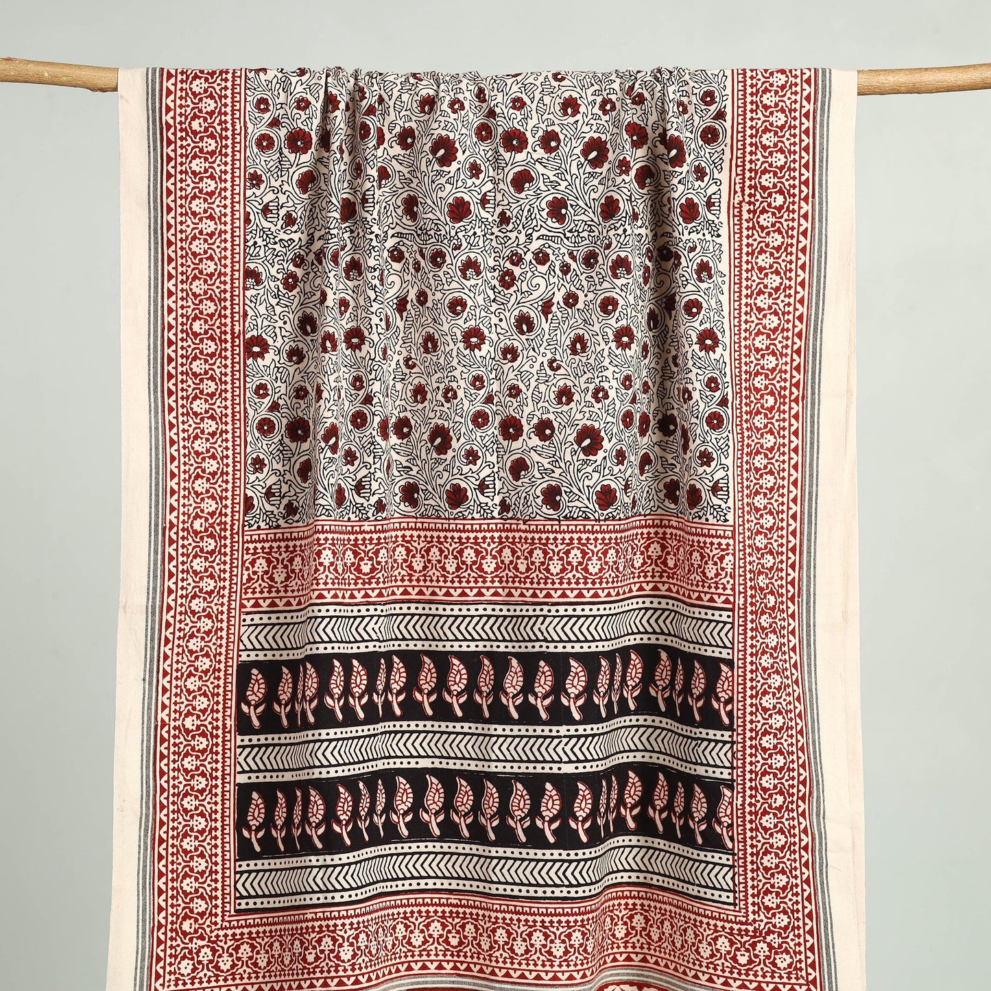 Grey Bagh Hand Block Print Cotton Handloom Towel