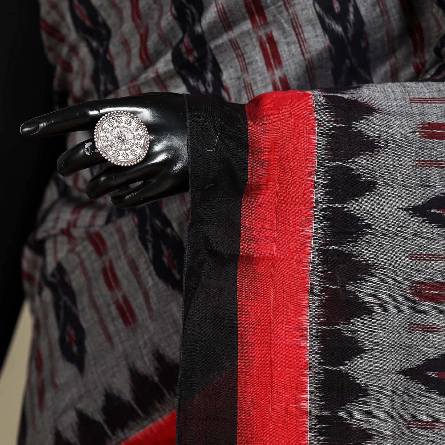 Grey - handloom cotton sambalpuri ikat saree 16