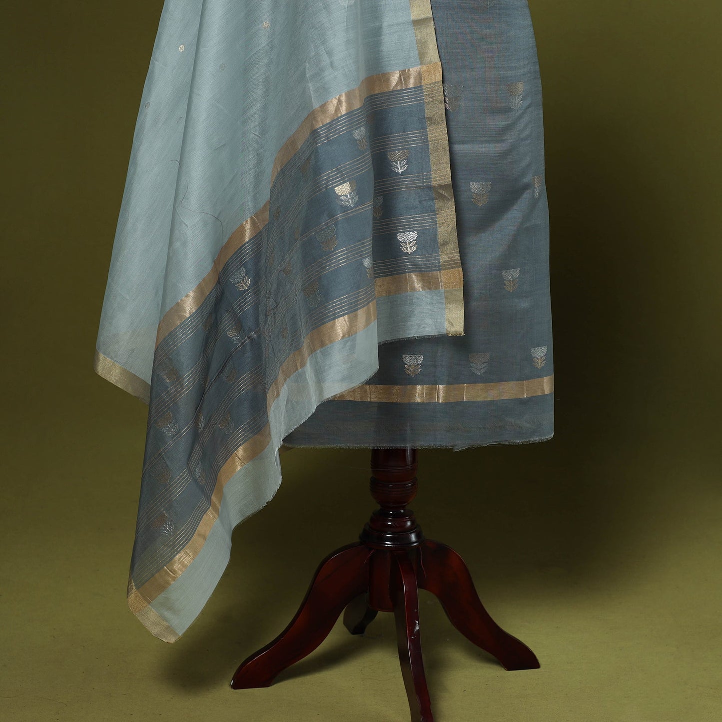 Handloom zari buti chanderi silk 2pc unstitched dress