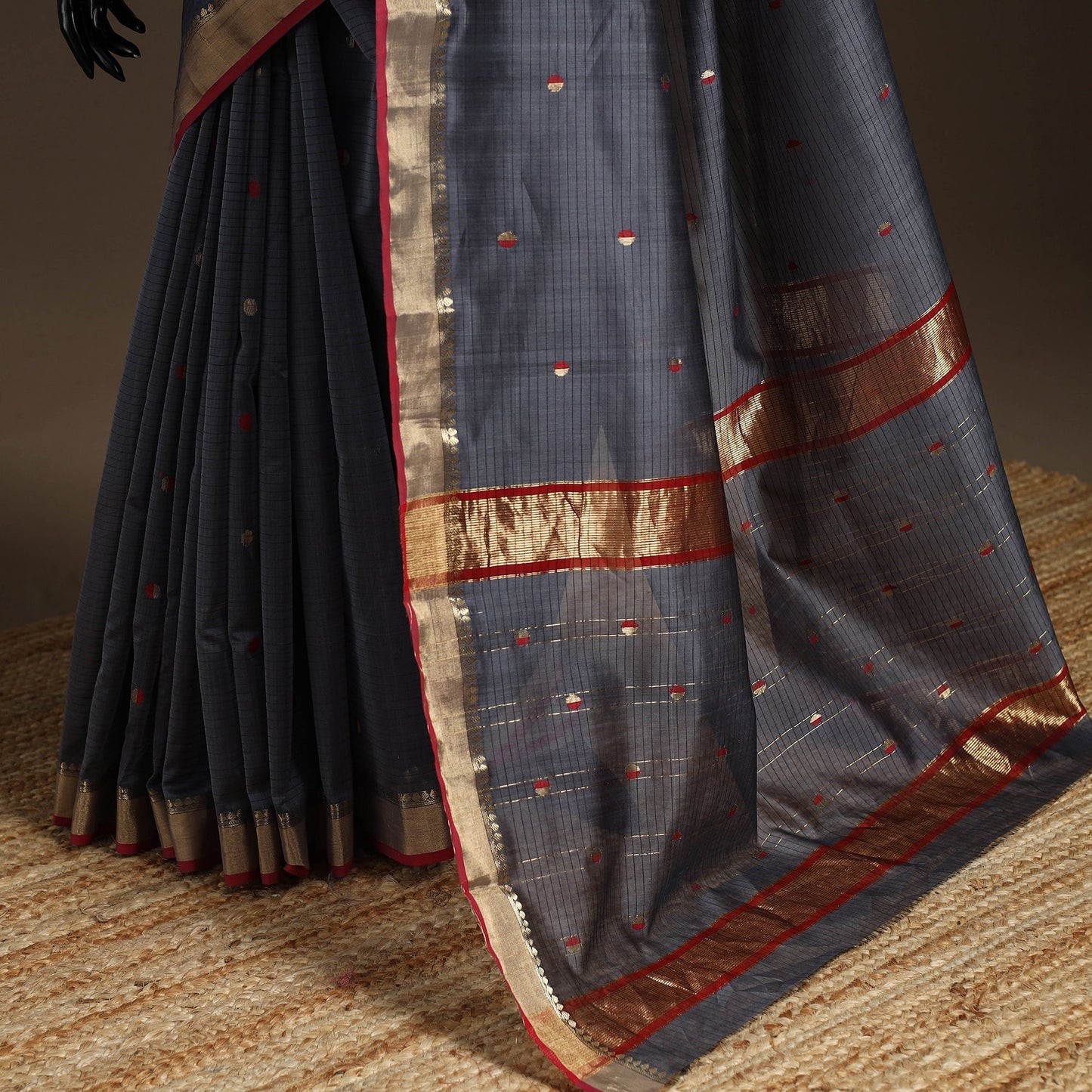 Handloom zari work chanderi silk saree 20 - handcrafted
