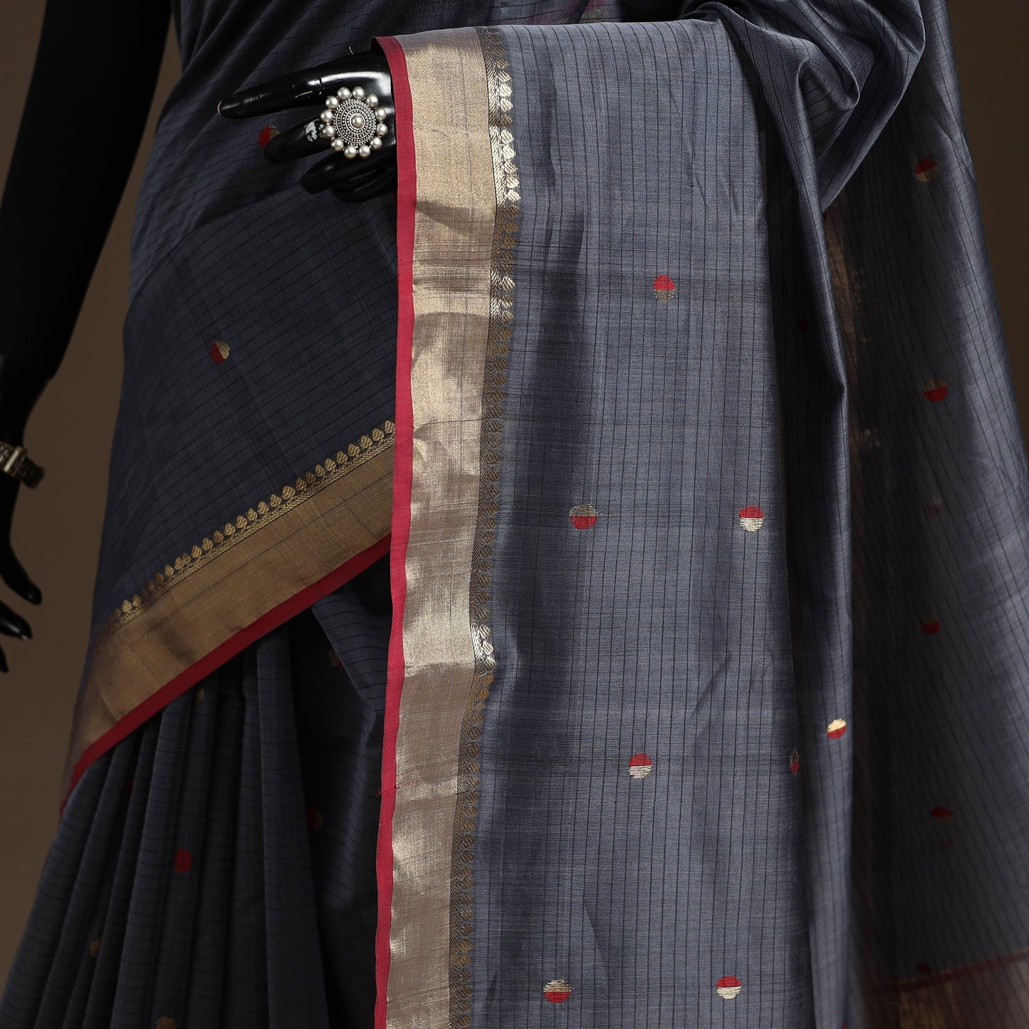 Handloom zari work chanderi silk saree 20 - handcrafted