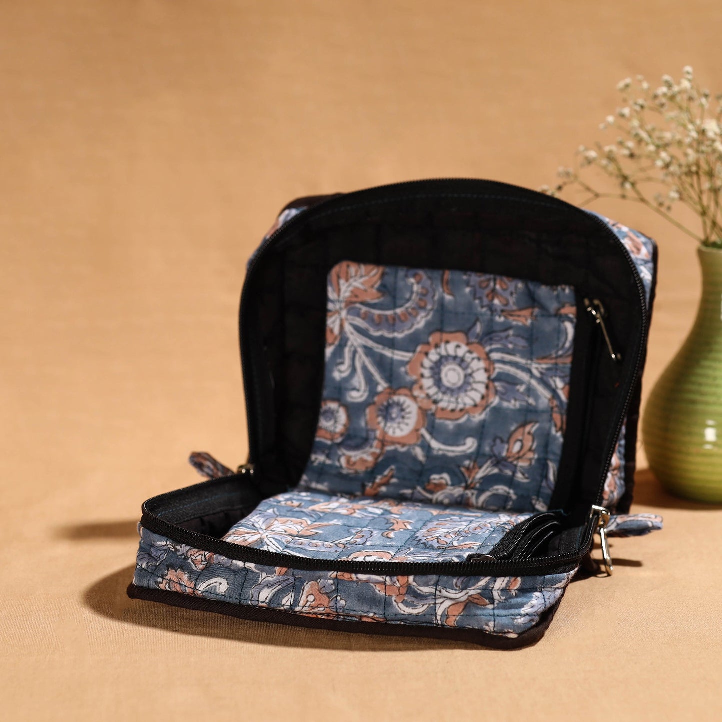 Grey Multipurpose Jewellery Bag with 4 Storage Pockets