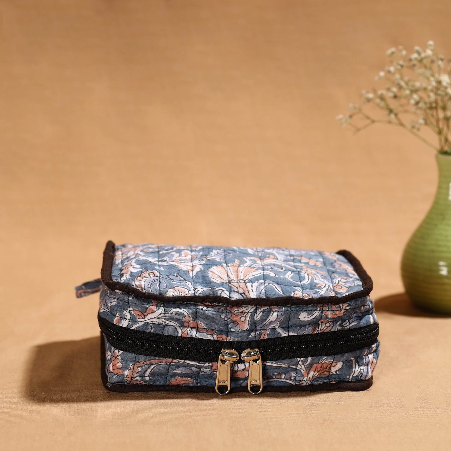 Grey Multipurpose Jewellery Bag with 4 Storage Pockets