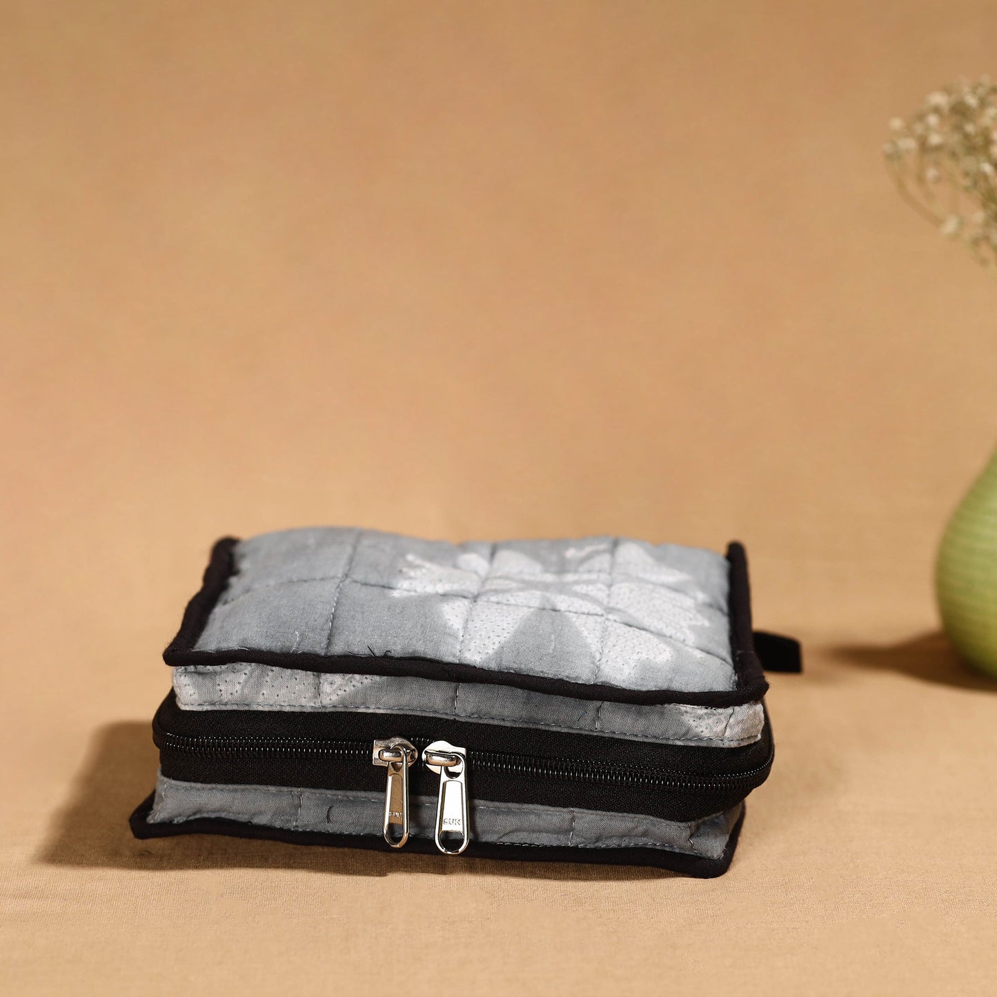 Grey Handmade 4 Pockets Cotton Jewelry Bag 20