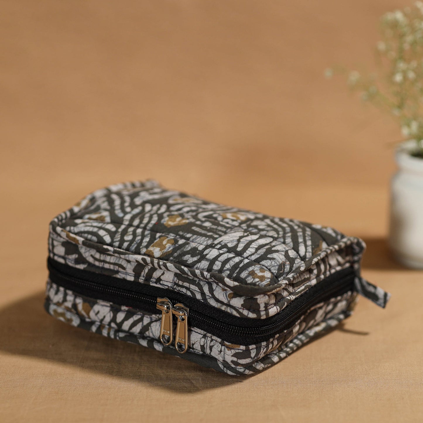 Grey Handmade 4 Pockets Cotton Jewelry Bag 23