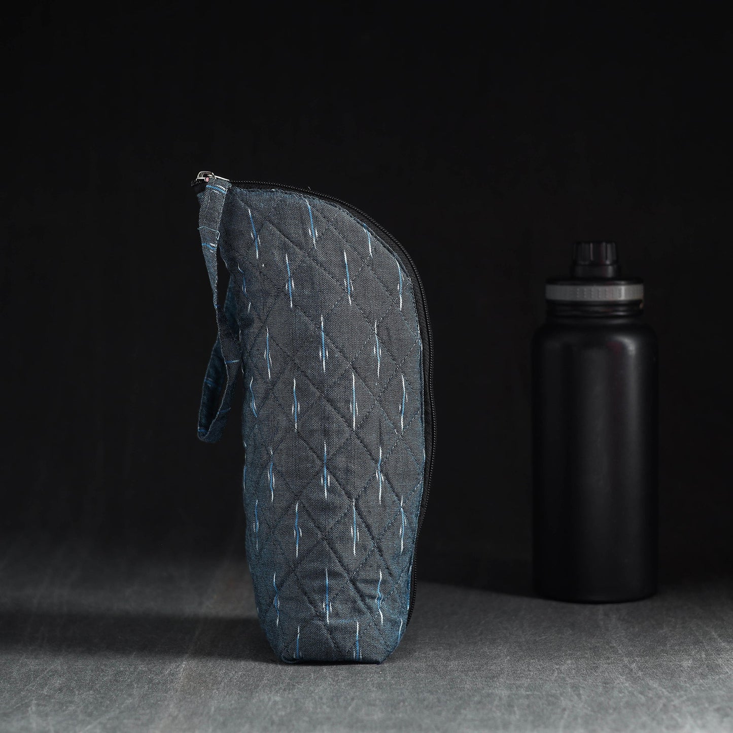 Grey Handmade Cotton 1L Water Bottle Cover