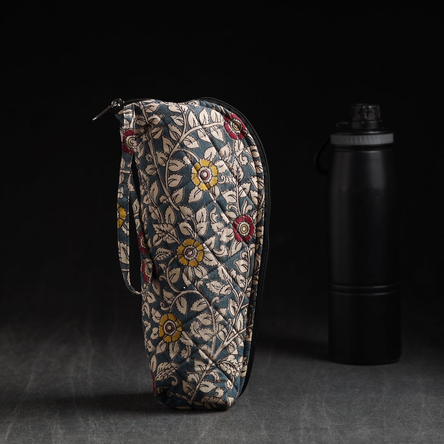 Grey Handmade Cotton 1L Water Bottle Cover