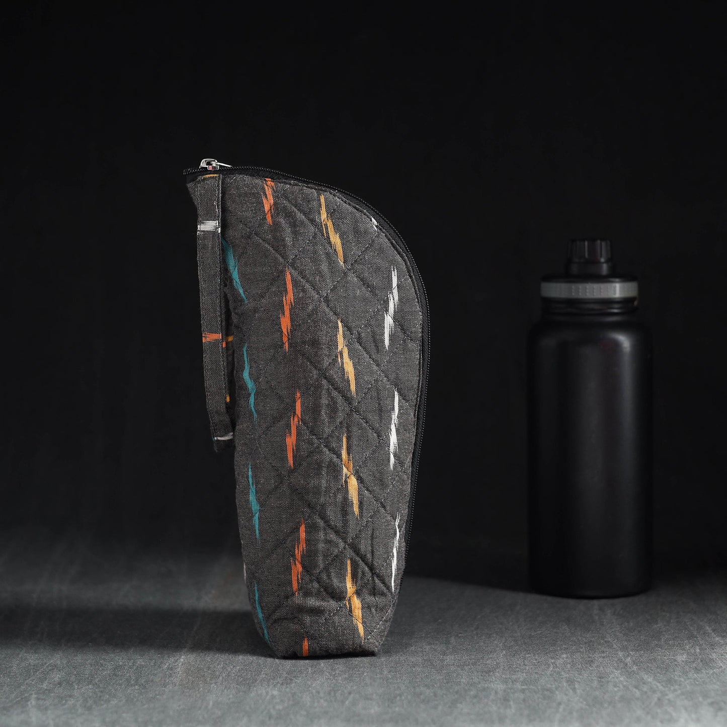 Grey Handmade Cotton 1L Water Bottle Cover