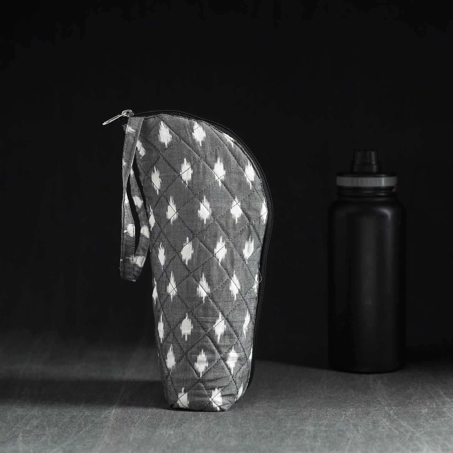Grey Handmade Cotton 1L Water Bottle Cover