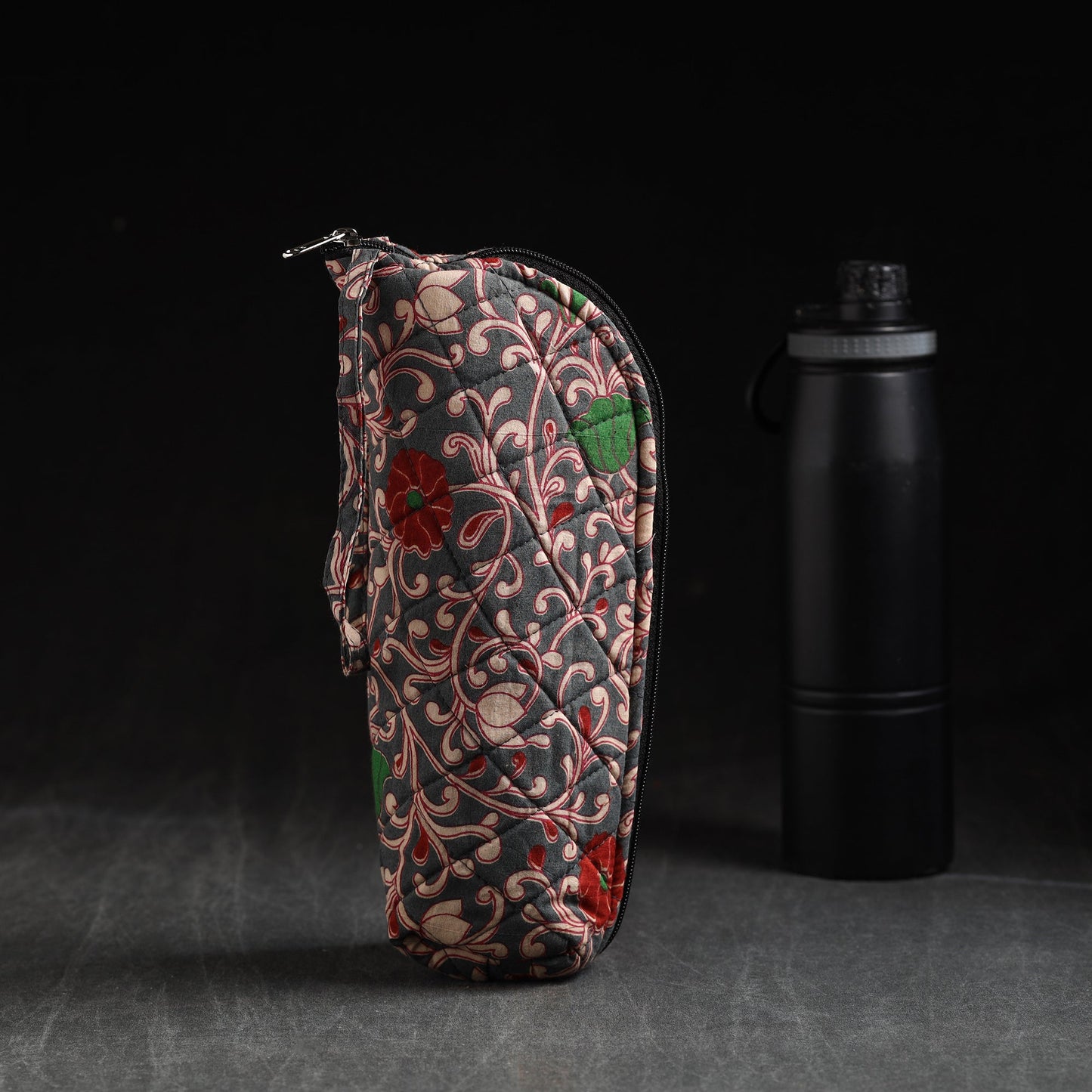 Grey Handmade Cotton 1L Water Bottle Cover