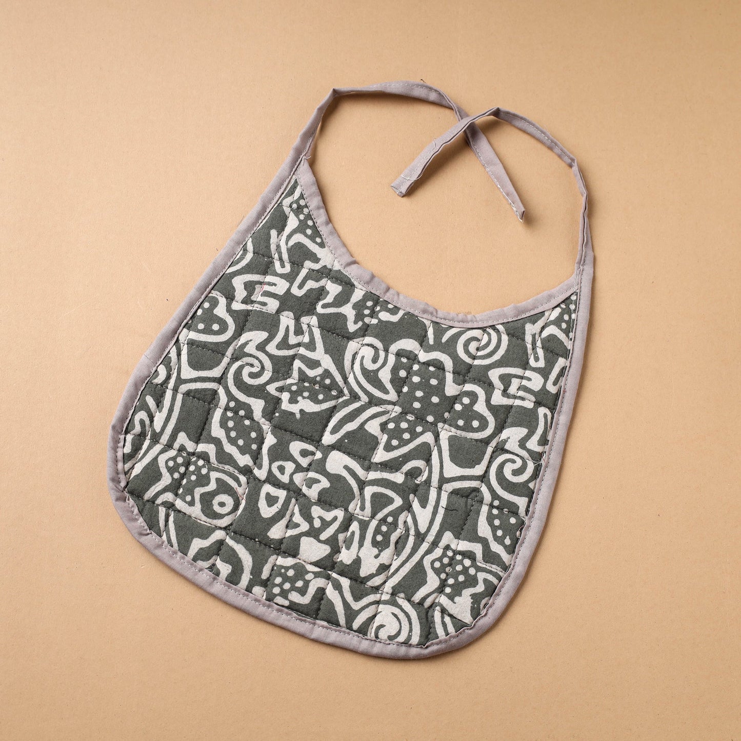 Grey Handmade Cotton Baby Bib