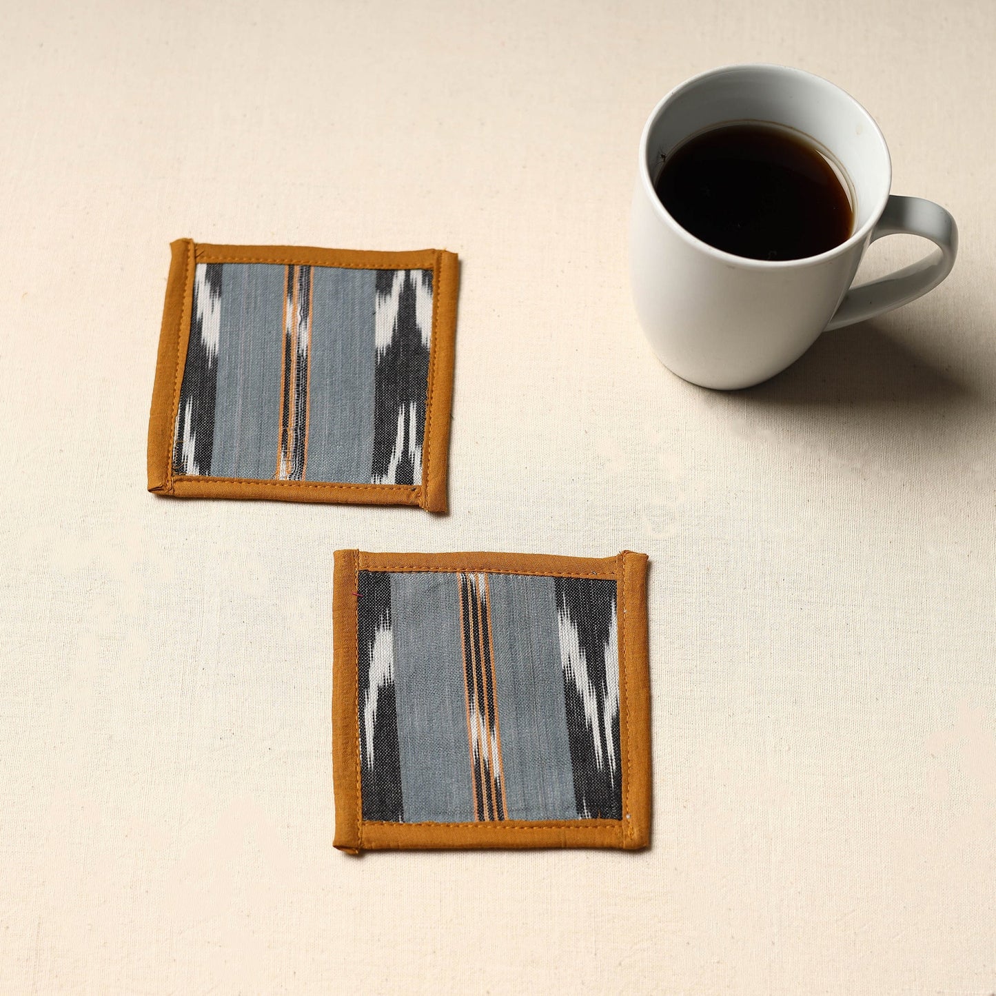 Grey Handmade Cotton Coasters (Set of 2)