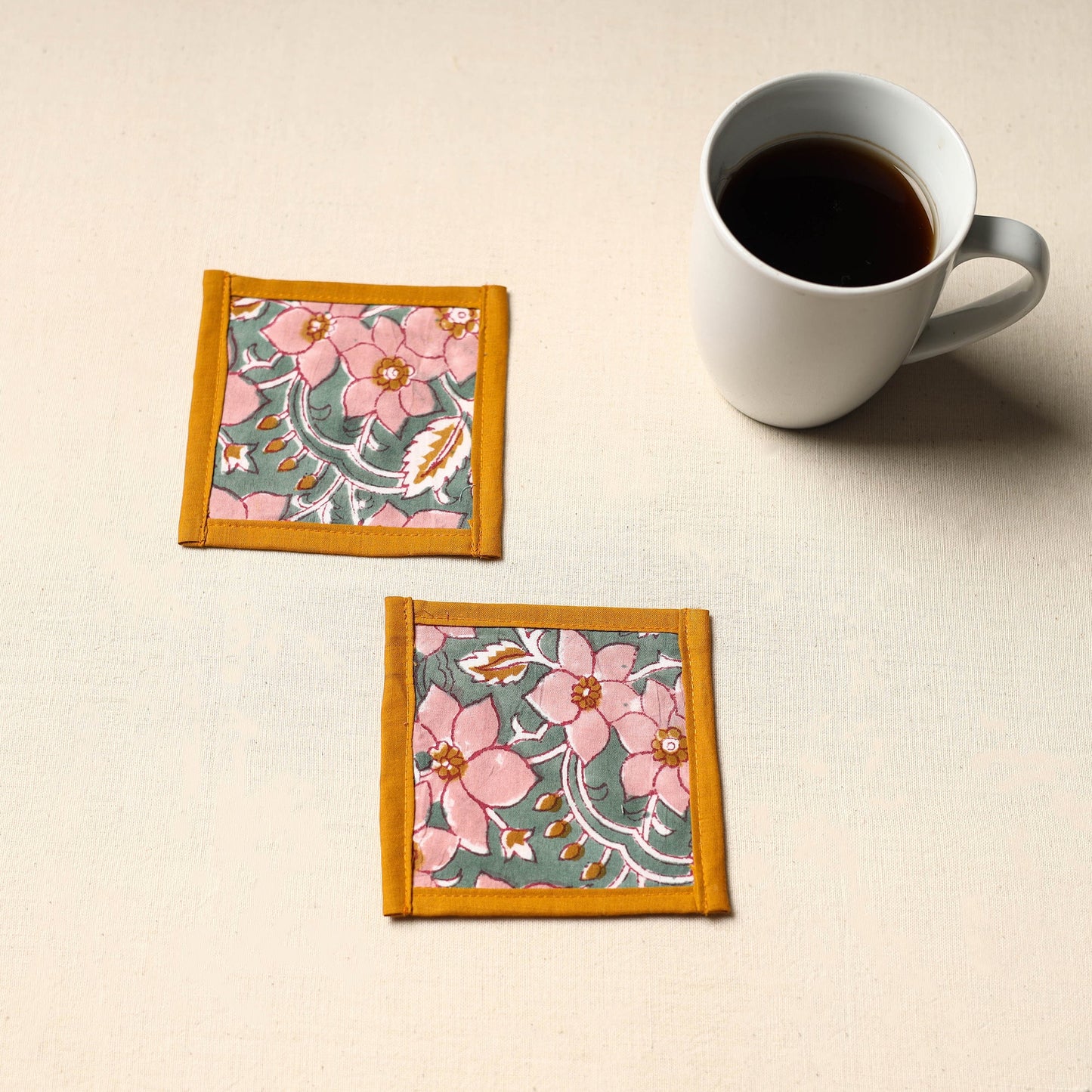 Grey Handmade Cotton Coasters (Set of 2)