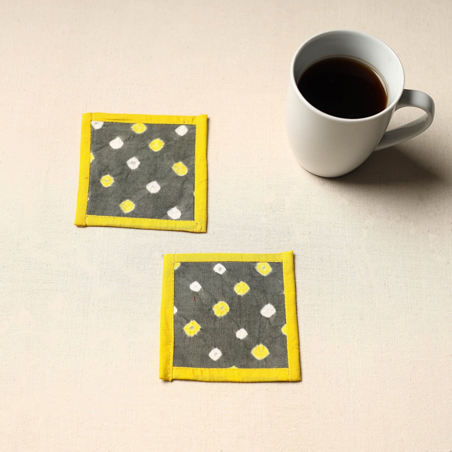 Grey Handmade Cotton Coasters (Set of 2)