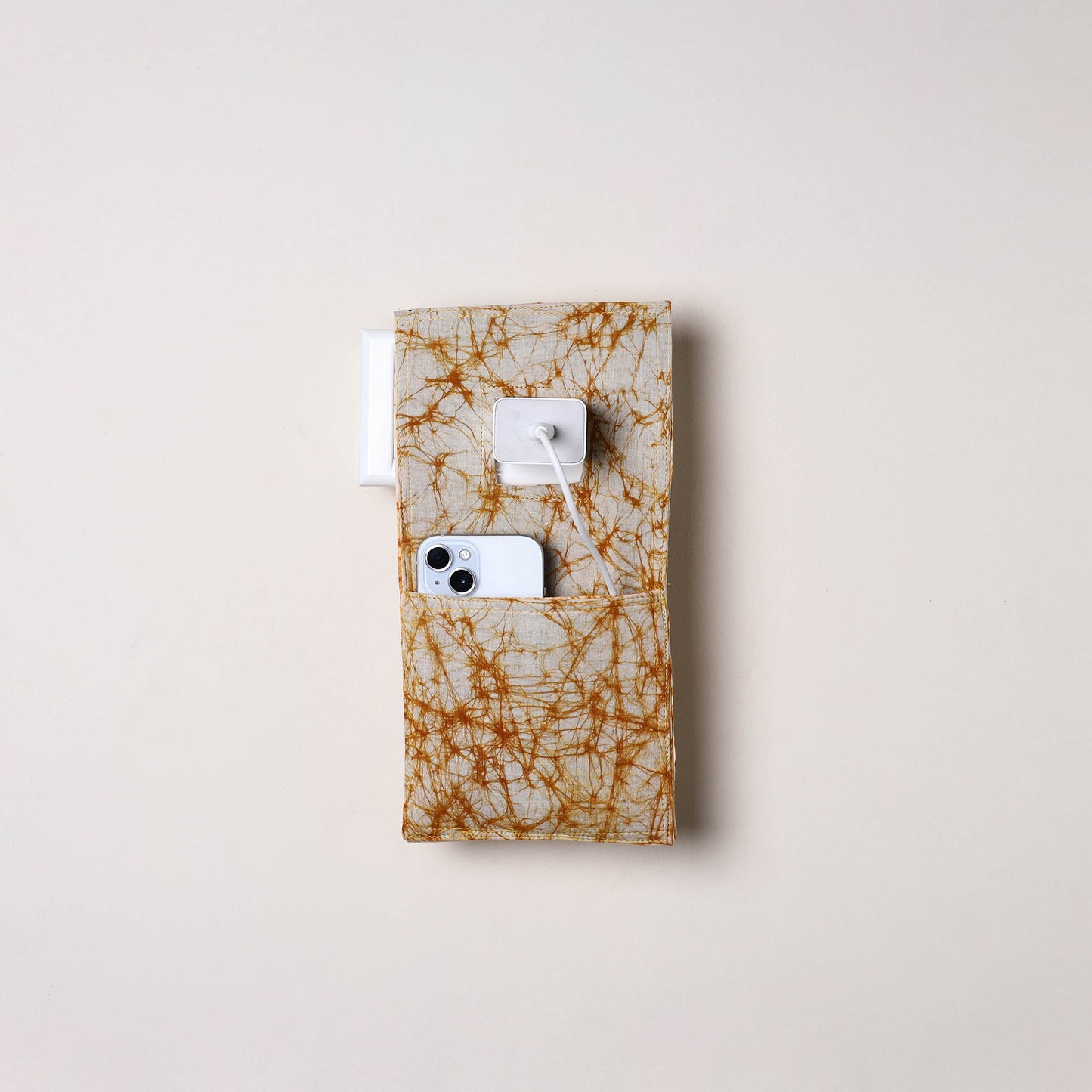 Grey Handmade Cotton Mobile Charging Holder