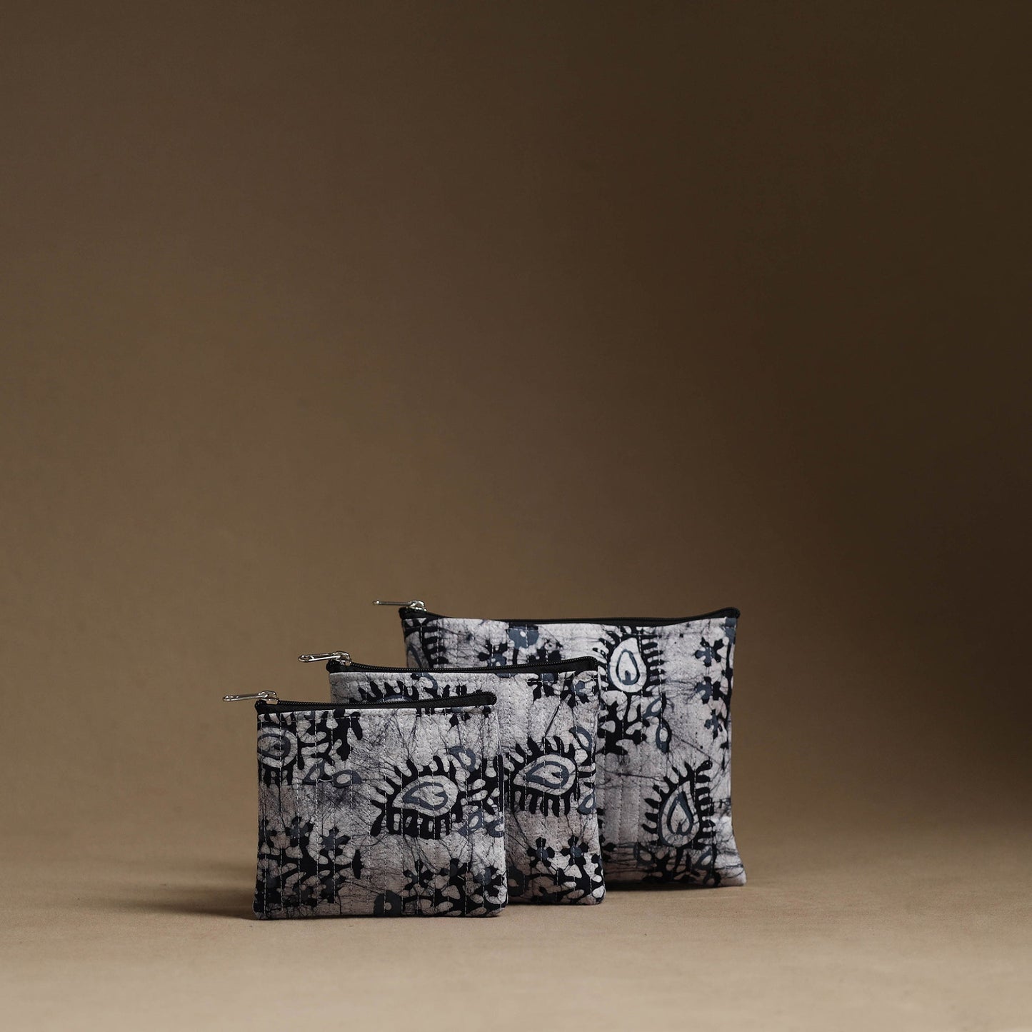 Grey - handmade cotton multipurpose utility pouches (set
