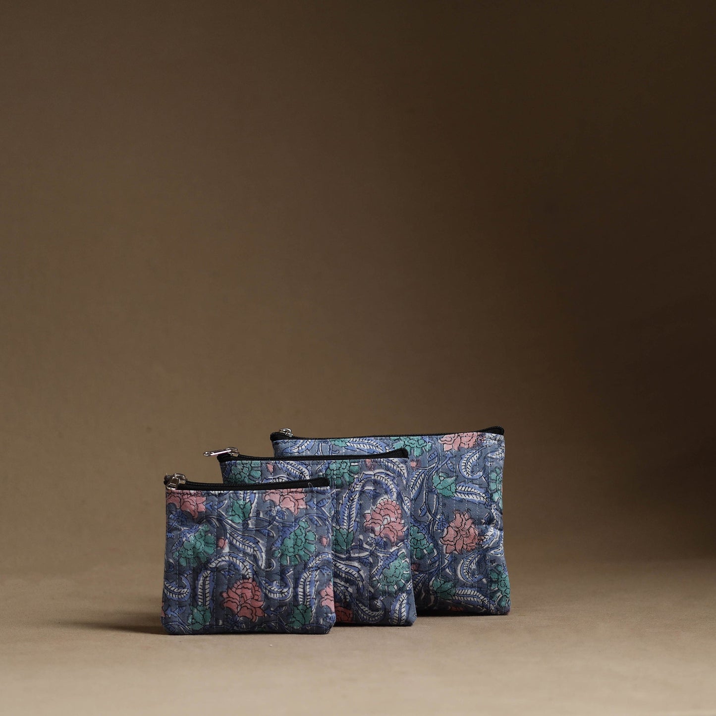 Grey - handmade cotton multipurpose utility pouches (set