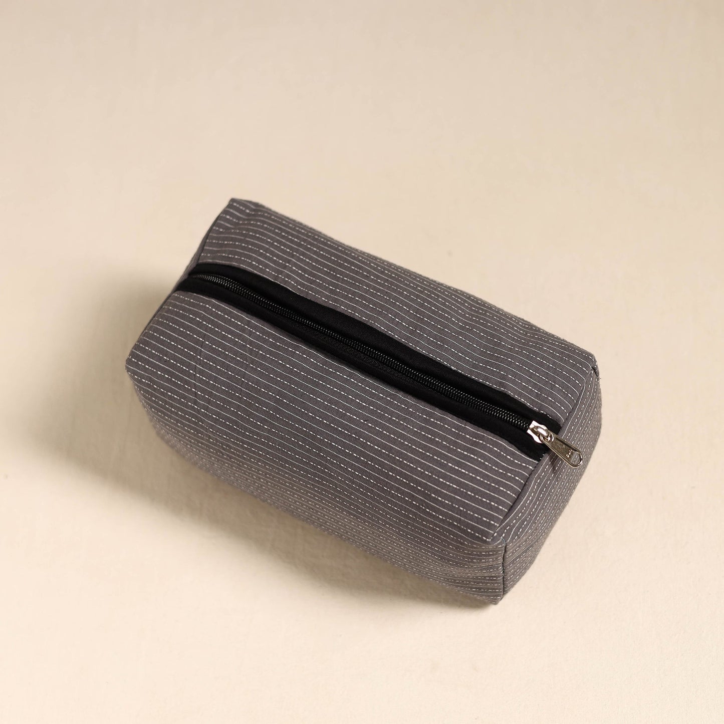 Grey Handmade Cotton Toiletry Bag