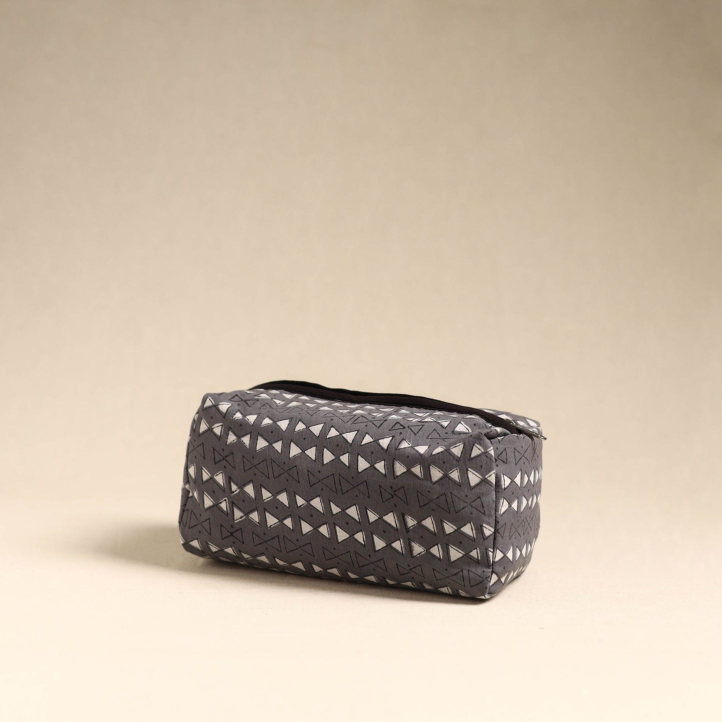 Grey Handmade Cotton Toiletry Pouch