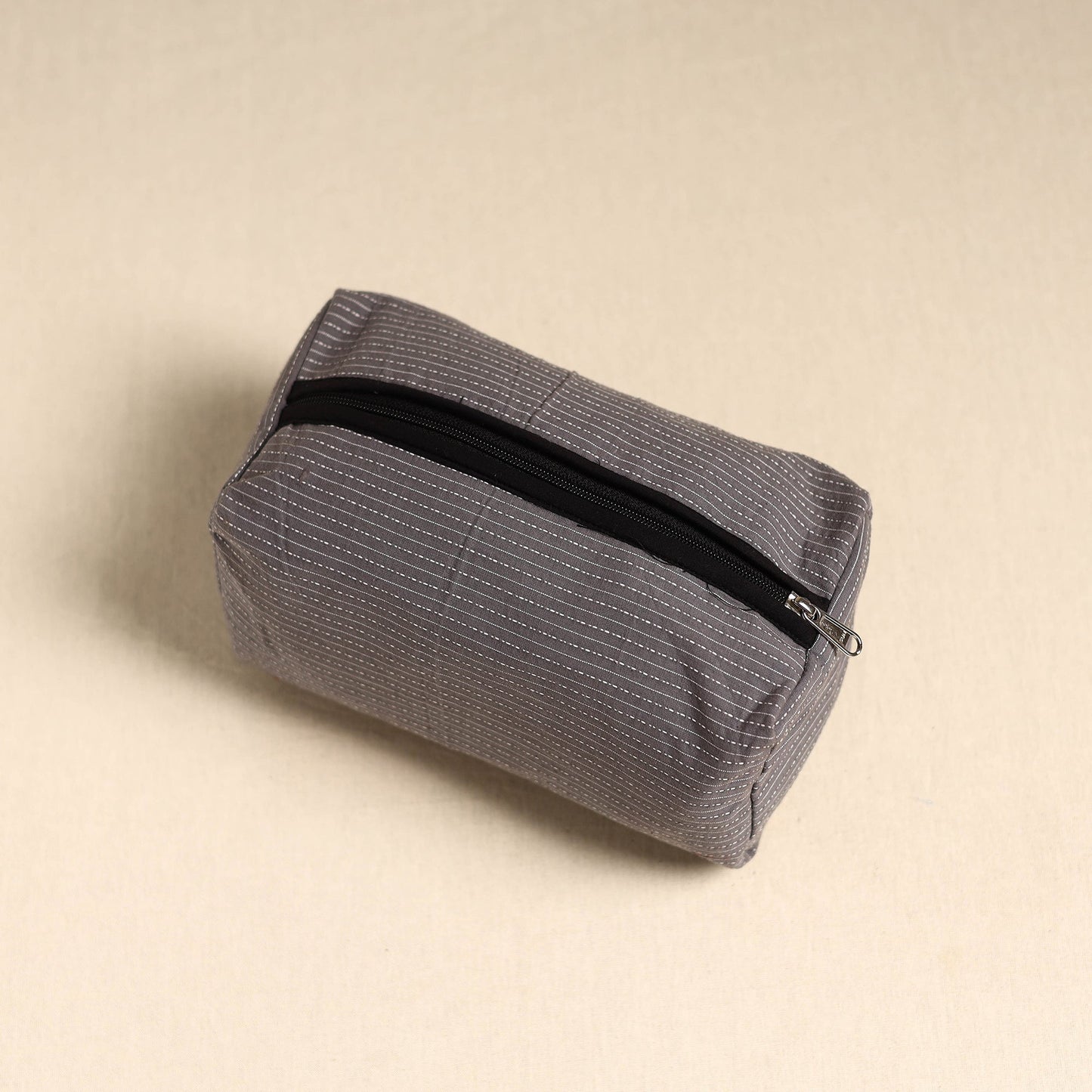 Grey Handmade Cotton Toiletry Pouch
