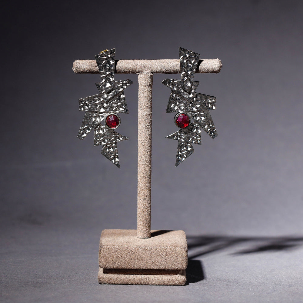 Handmade Natural Stone Brass Base Earrings