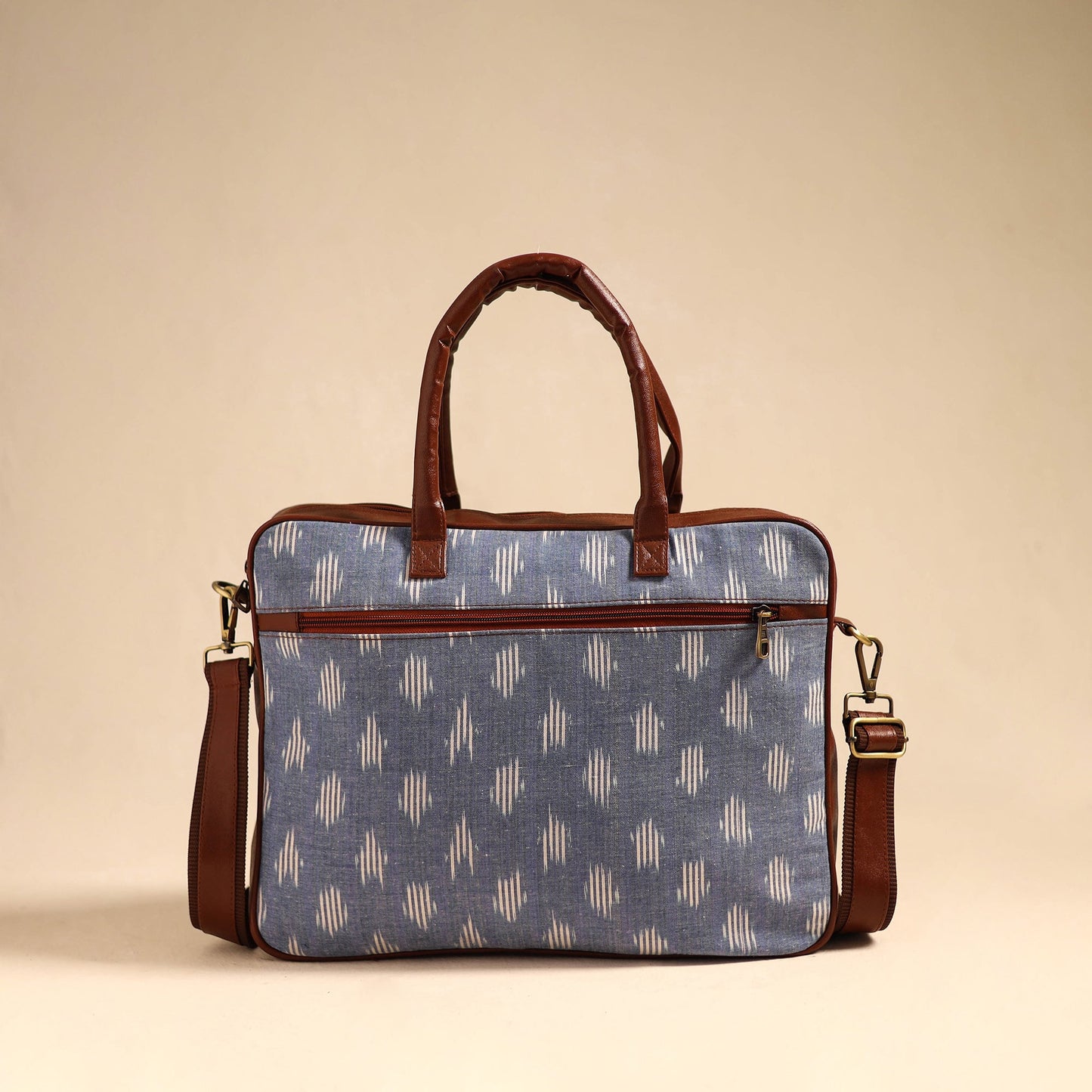 Grey Handmade Pochampally Ikat Laptop Bag