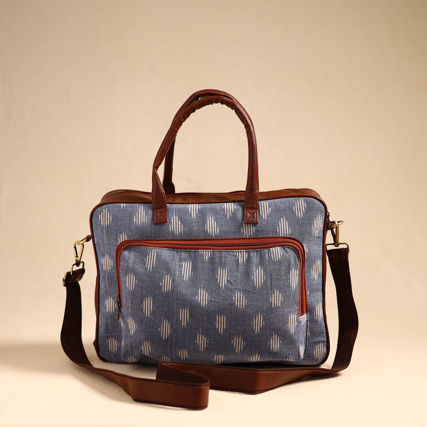 Grey Handmade Pochampally Ikat Laptop Bag