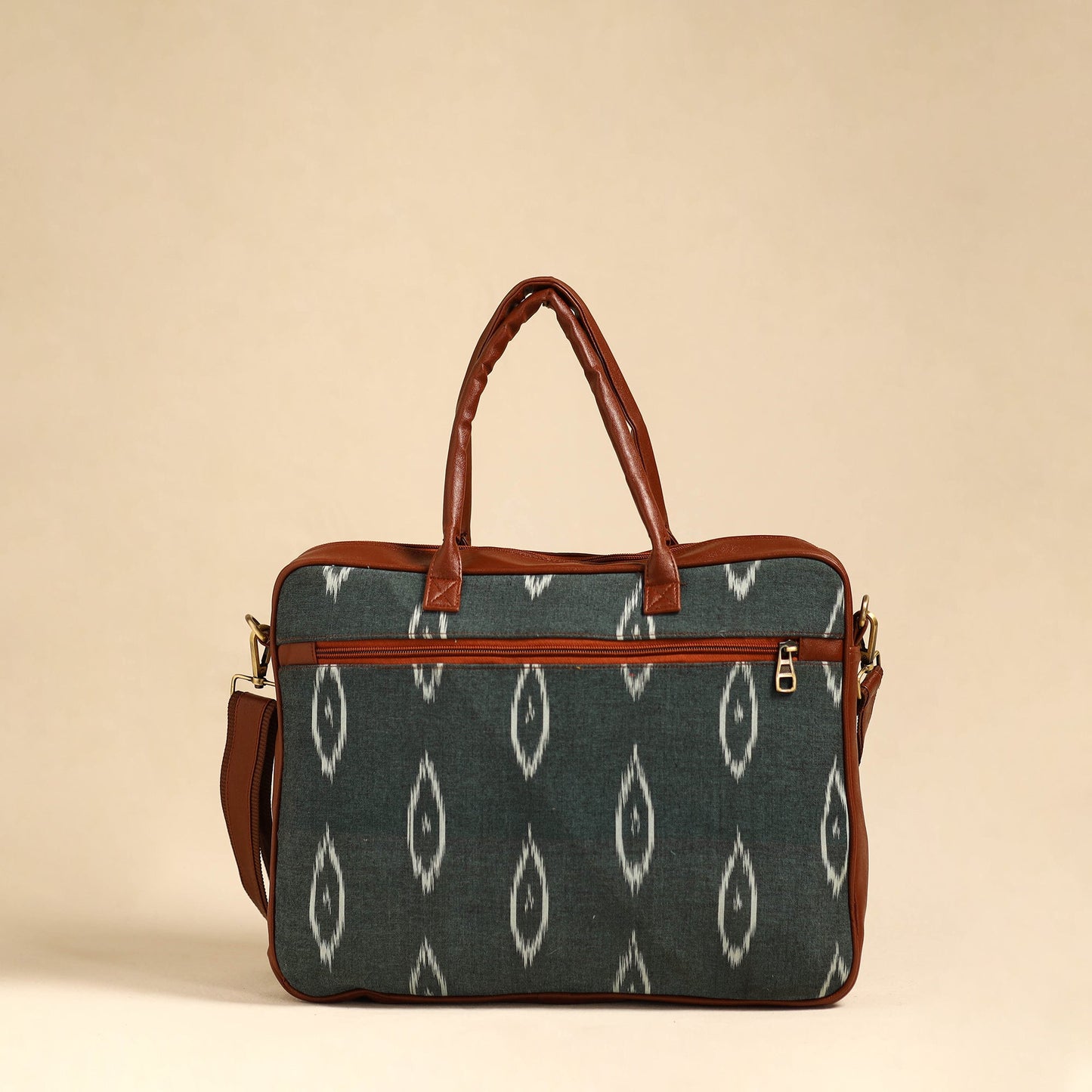 Grey Handmade Pochampally Ikat Laptop Bag