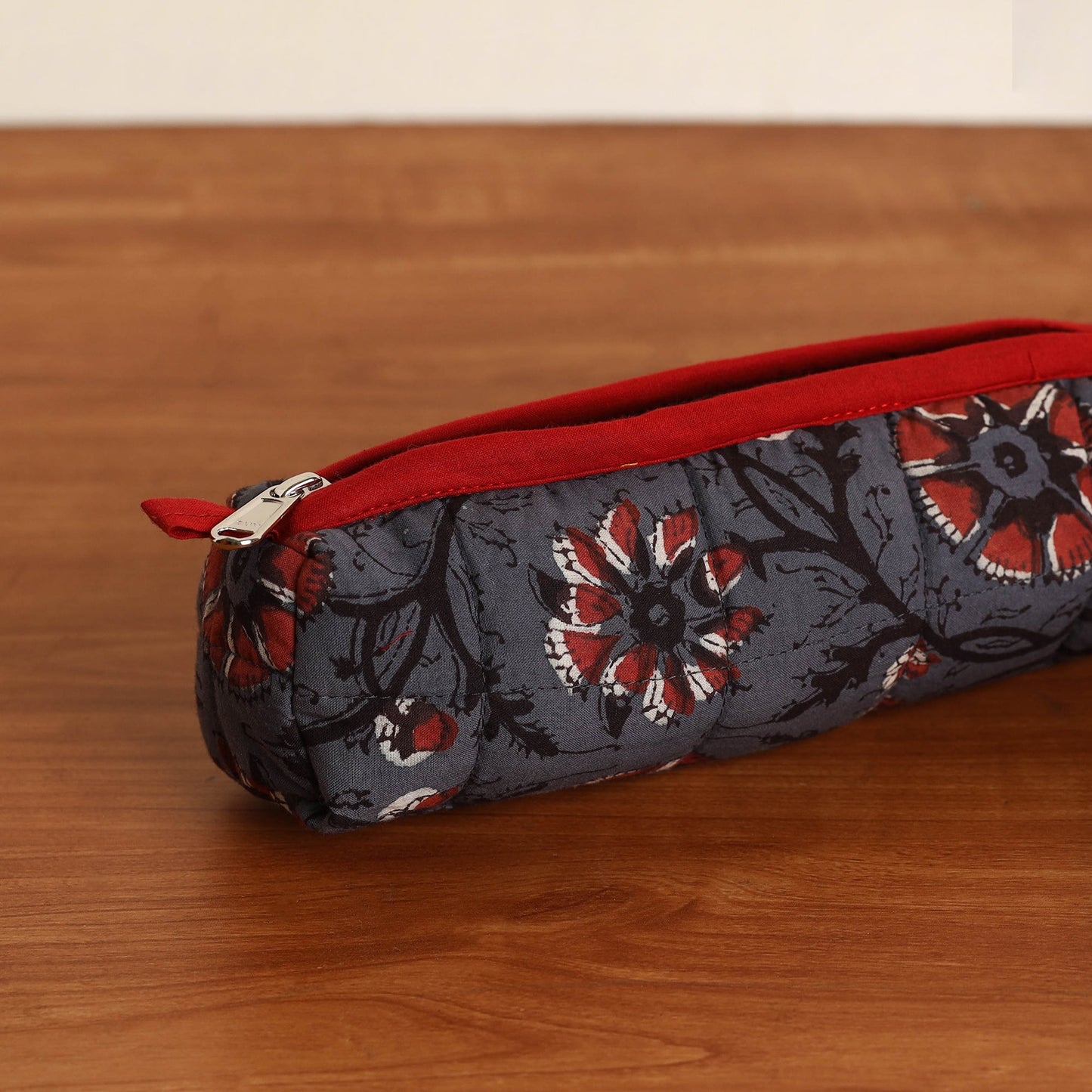 Grey Handmade Quilted Cotton Pencil Pouch