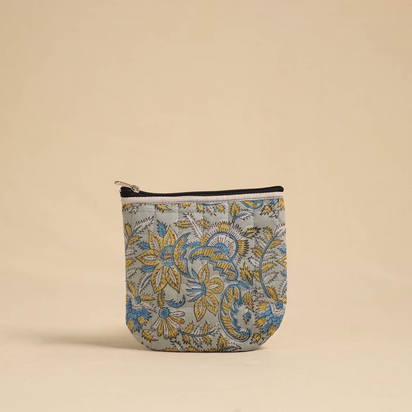 Grey Handmade Quilted Cotton Utility Pouch
