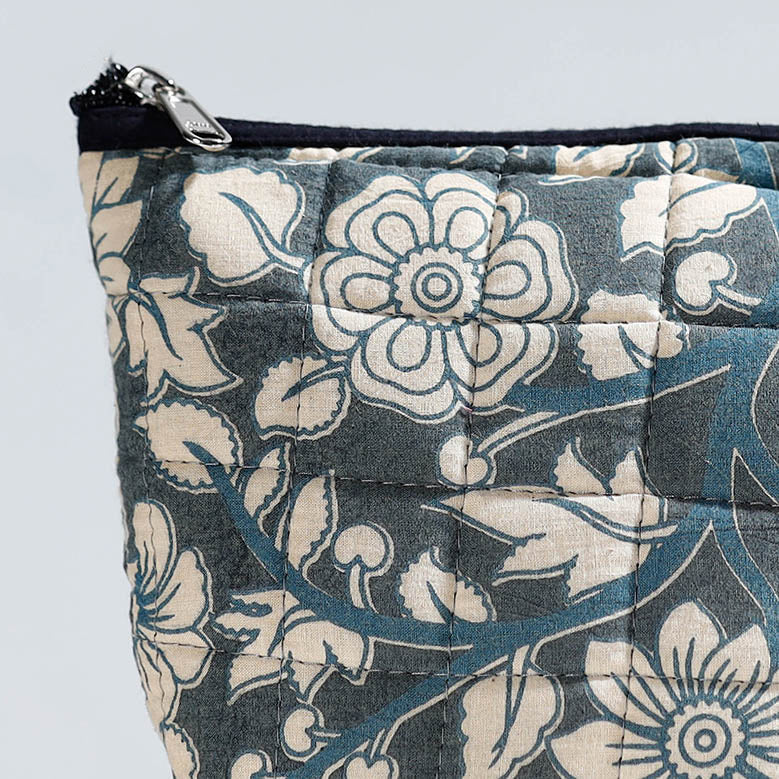 Handmade Quilted Kalamkari Printed Utility Pouch 14