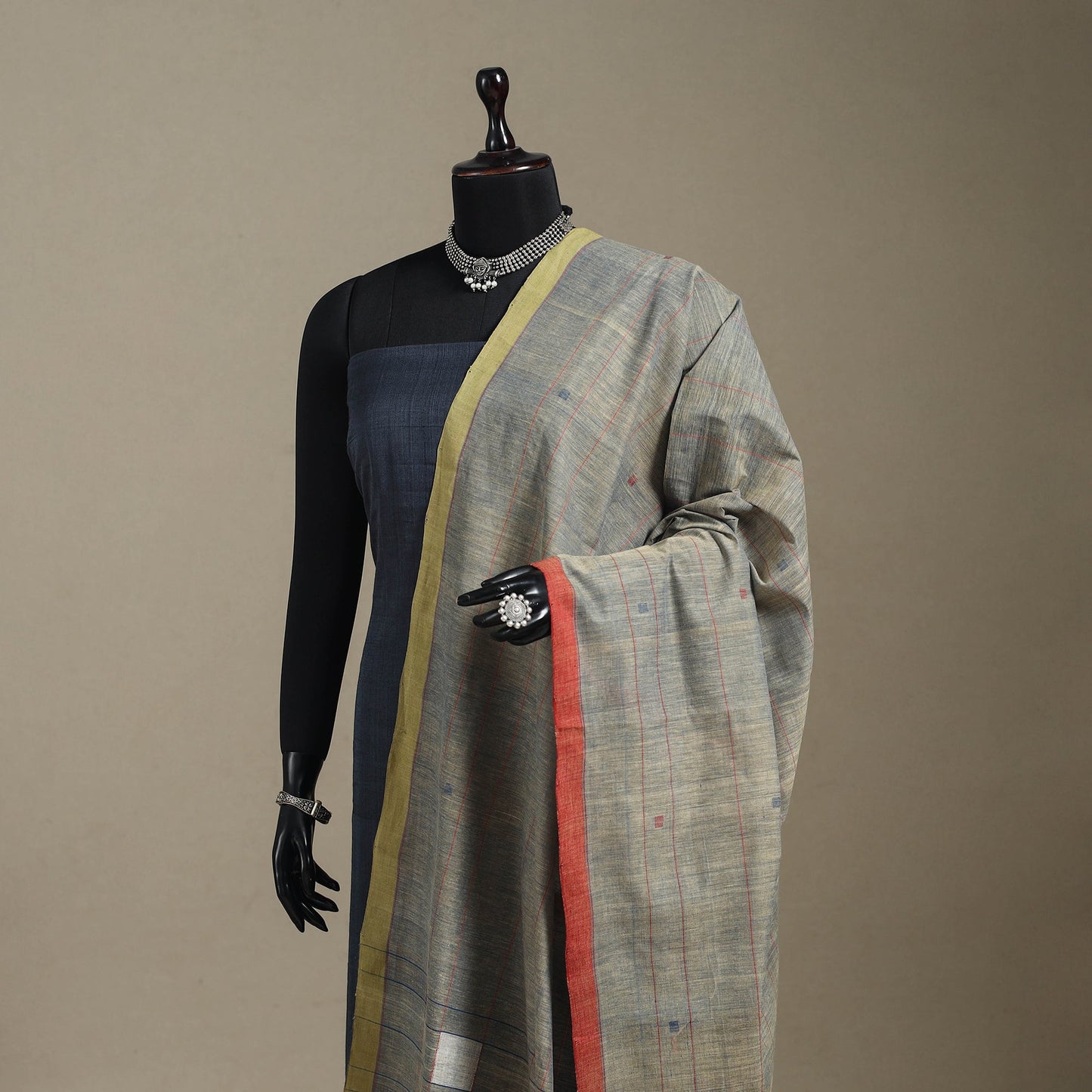 Peach - handspun handloom buti natural dyed cotton