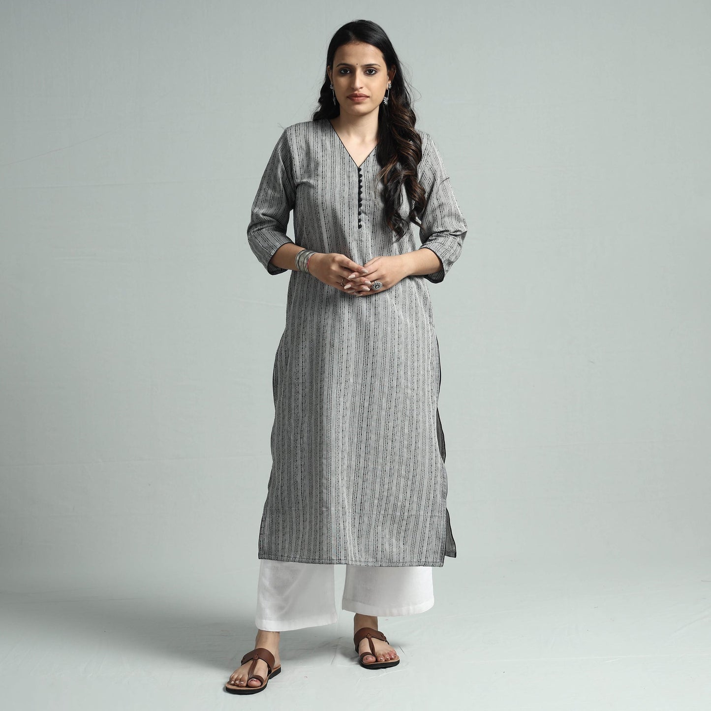 Jacquard Cotton Straight Kurta for Women