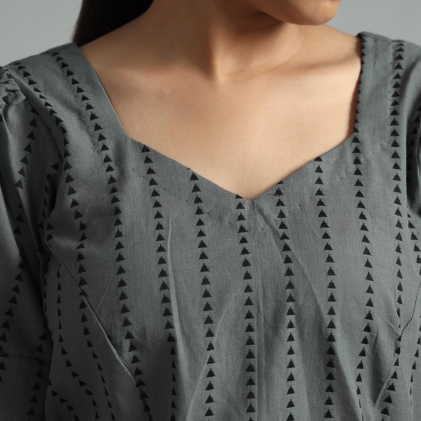 Jacquard Half Sleeve Cotton Crop Top