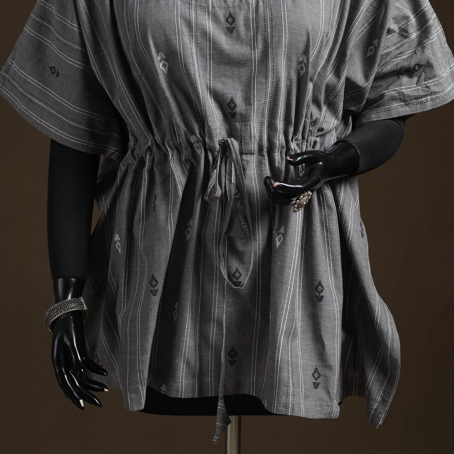 Jacquard weave cotton kaftan (short) 04 - handcrafted