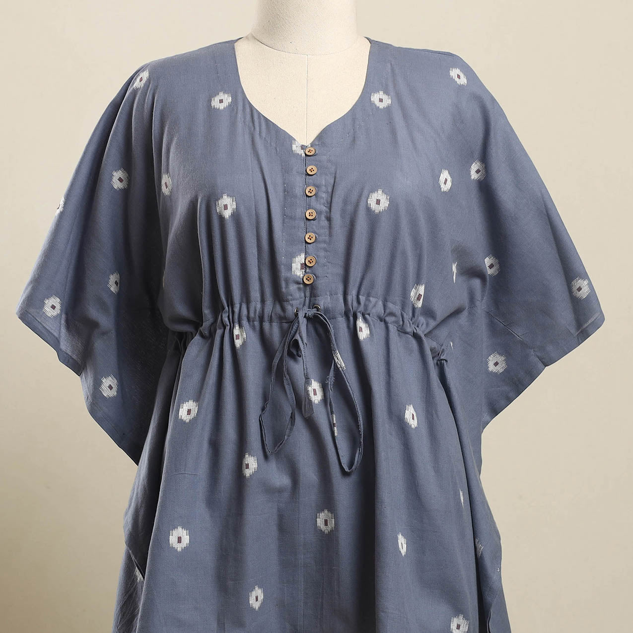 Buy Grey Jacquard Weave Cotton Kaftan