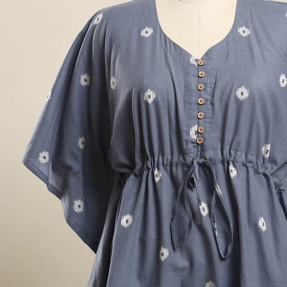 Buy Grey Jacquard Weave Cotton Kaftan