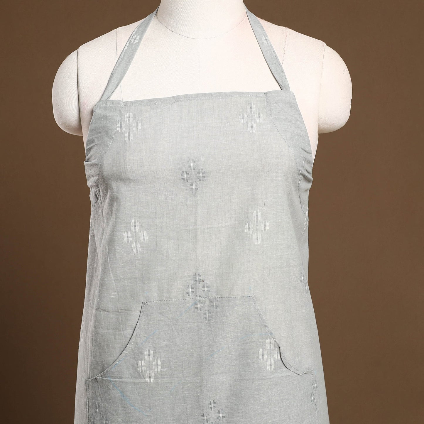 Grey Jacquard Weaving Cotton Apron with Pocket