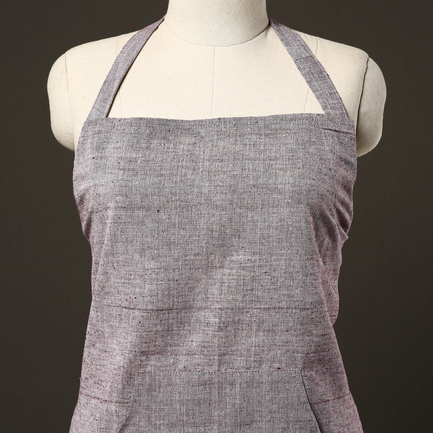 Grey - jhiri handloom cotton apron with pocket 14