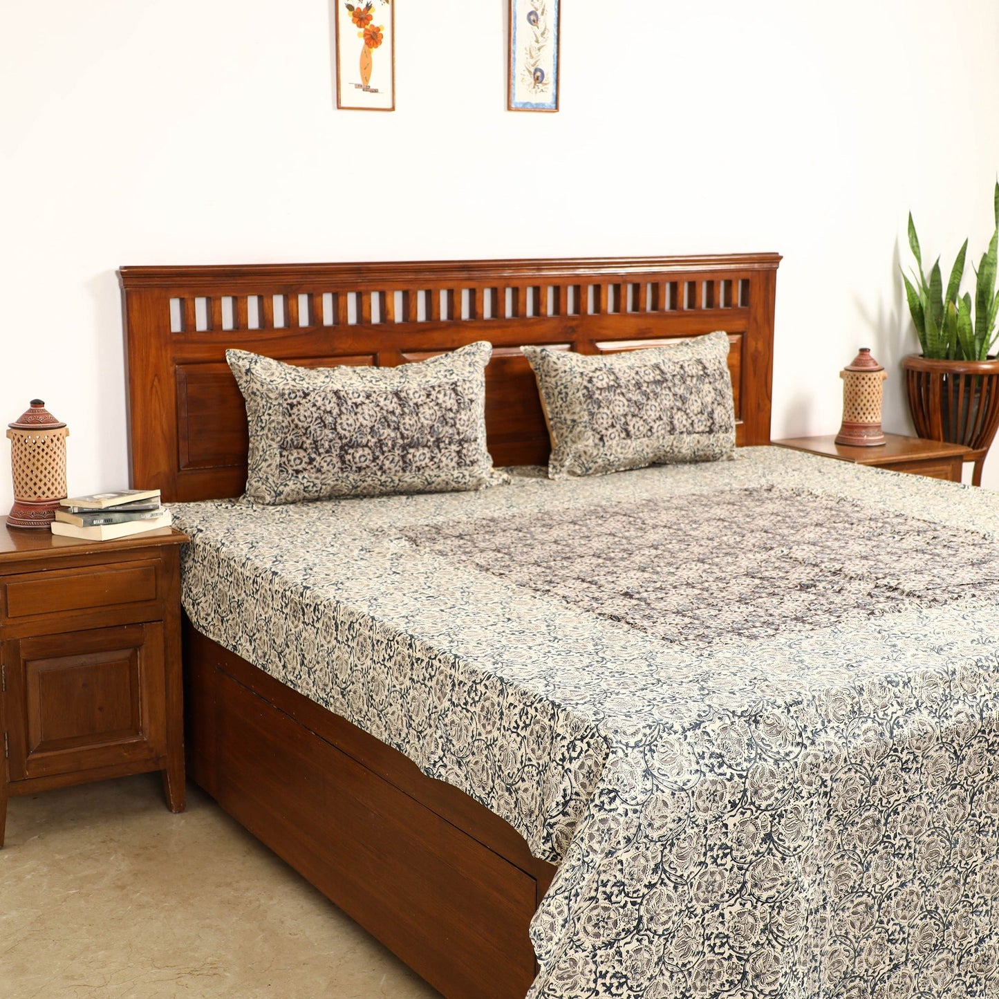 kalamkari double bed cover set