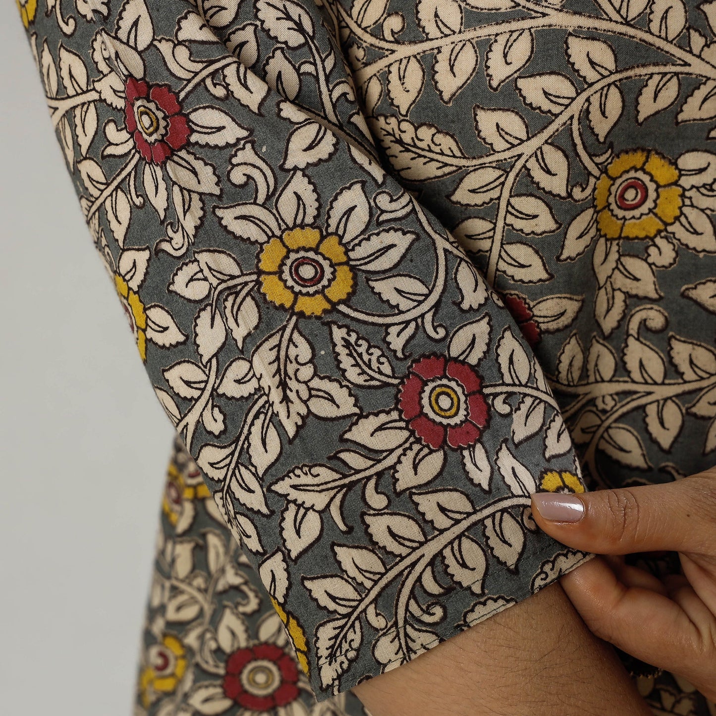 Pink Texture Kalamkari Printed Cotton Kurta For Women