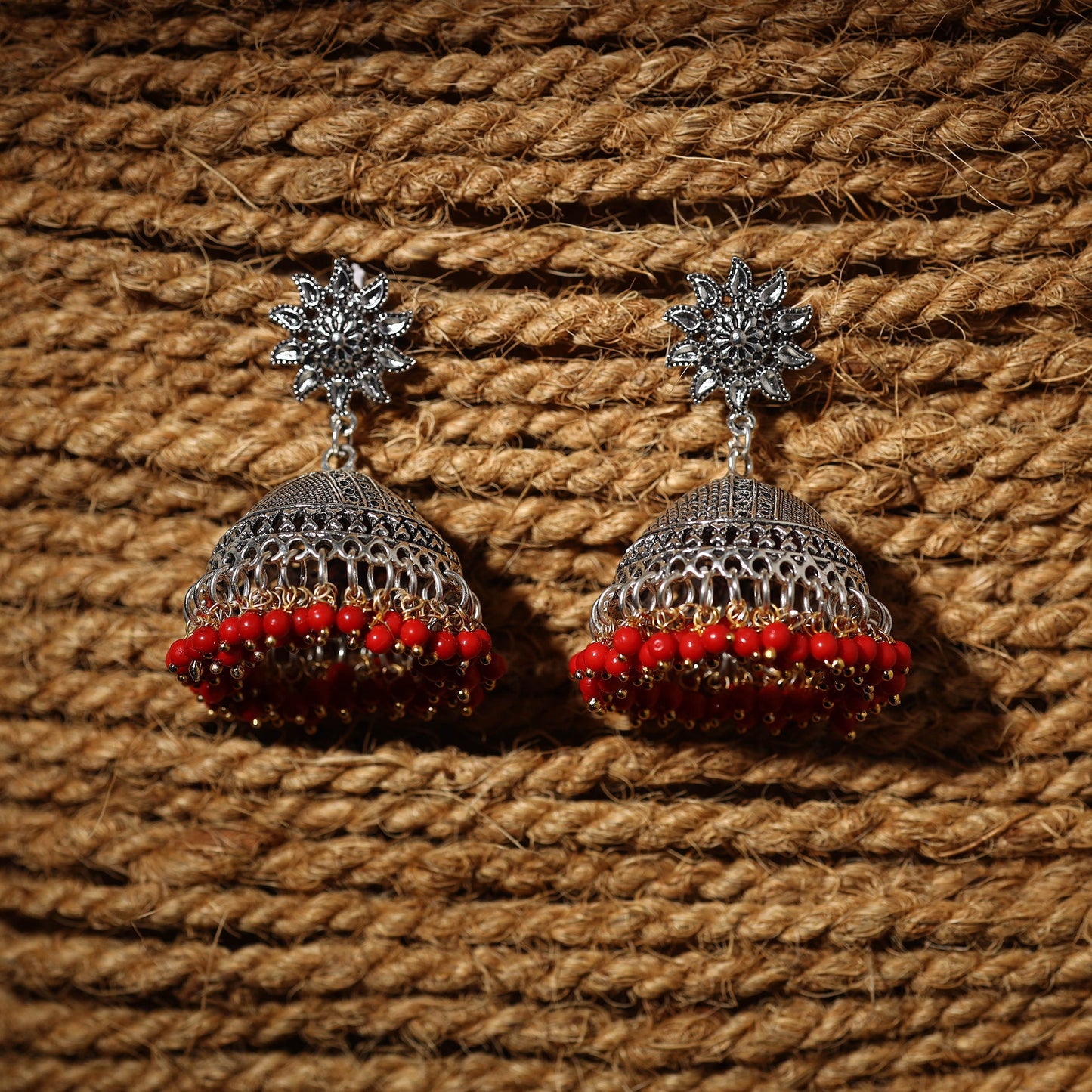 Buy Kavya Handcrafted GS Beaded Jhumki Earrings
