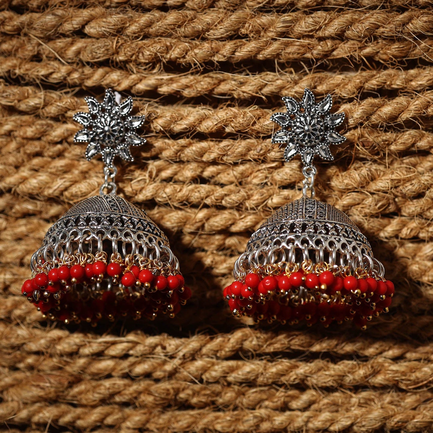 Buy Kavya Handcrafted GS Beaded Jhumki Earrings